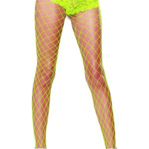 Fluorescerend gele netpanty met geïntegreerde kanten shorty - DG0029N