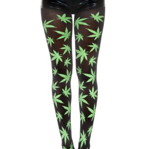 Zwarte panty met bladeren - MH37261BGR