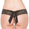 Zwarte kanten string met strik aan de achterkant - SOH31035BLK