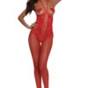 Rode bodystocking met open borsten bustier-effect - DG0268RED