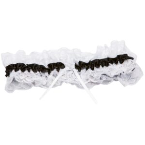 Witte kanten jarretel zwarte lint - SOH19BLK