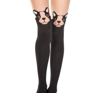 Zwarte fantasiepanty met hondenkop - MH7256BKN