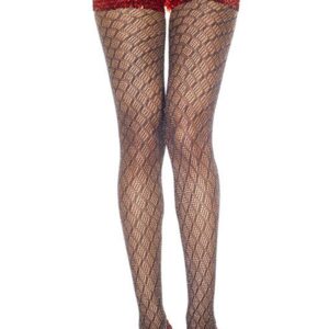 Zwarte nylon panty met geometrische patronen - MH50419BLK