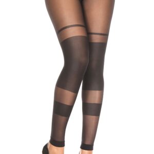 Zwarte panty zonder voet ondoorzichtige banden - MH35011BLK