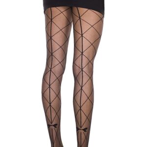 Fantasie panty met kruislingse naden en strik - MH7255BLK