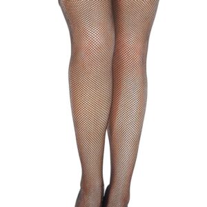 Zwarte fijne netkousen grote maat zelfklevende kanten jarretels - MH4992XBLK