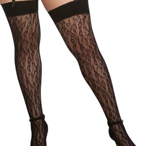 Zwarte panty in grote maat met netstof en luipaardmotief. - DG0347XBLK