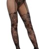 Kanten en netpanty in een hoge taille slip stijl - DG0346BLK
