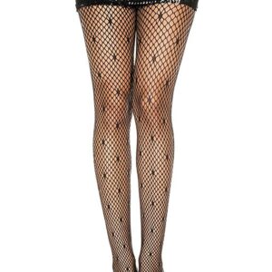 Panty van fijne netstof met mini ruitvorm zwart - MH5043BLK