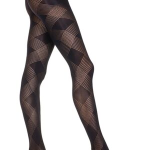 Transparante zwarte panty met ruiten - MH7235BLK
