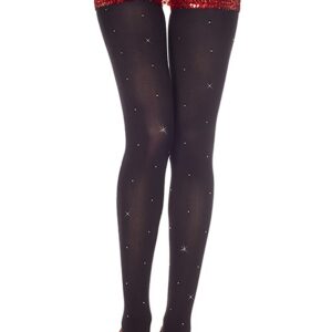Zwarte ondoorzichtige panty met kleine glitters - MH37002BLK