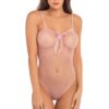 Roze body met diepe uitsnijding in fijne netstof - REN7089ROS