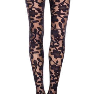 Zwarte panty met bloemenprint - MH7344BLK