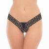 Zwarte open string met vetersluiting aan de voorkant - REN1158-BLK