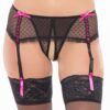 String open in fijne zwarte netstof met jarretelles - REN1167-BLK
