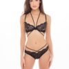 2-delige set kanten bh en bandjes - zwarte string - REN53025-BLK