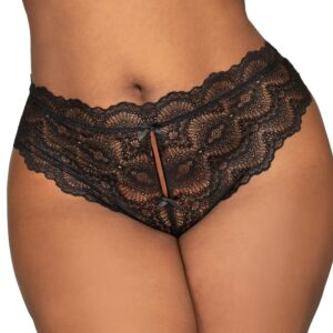 Zwarte open string met open kruis in grote maat - DG1468XBLK