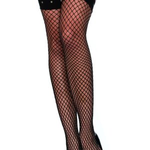 Stijlvolle zwarte netpanty met zilveren oogjes - DG0398BLK