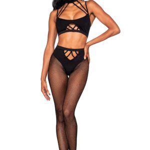Set van twee stuks met bh met bandjes en leggings.- DG0390BLK