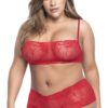 Lingerieset, grote maat, rood bustier top en kanten shorty - MAL206XRED