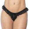 Zwarte open slip met kanten ruches - MAL119BLK