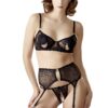 Kanten beha, jarretelgordel en open string zwart - R2213052