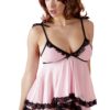 Roze gevoerde nachtjapon met bloemenkant en string - R2740052