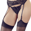 Zwarte kanten jarretelgordel en bijpassende string - R232187410