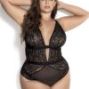 Zwart kanten en netstof grote maat body - MAL8654XBLK