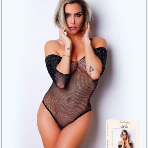 Zwart body met 3/4 mouwen - Nummer 2 - Strass Collectie - CM98003