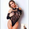 Zwart netstof body met lange mouwen - Nummer 5 - Body Collectie - CM98006