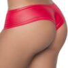 Rode wetlook string met gerimpelde achterkant - MAL3025WRD