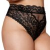 Zwarte hoge taille kanten slip grote maat - DG1477XBLK