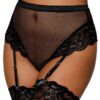 Hoge taille netstring met zwarte jarretelles - DG1478BLK