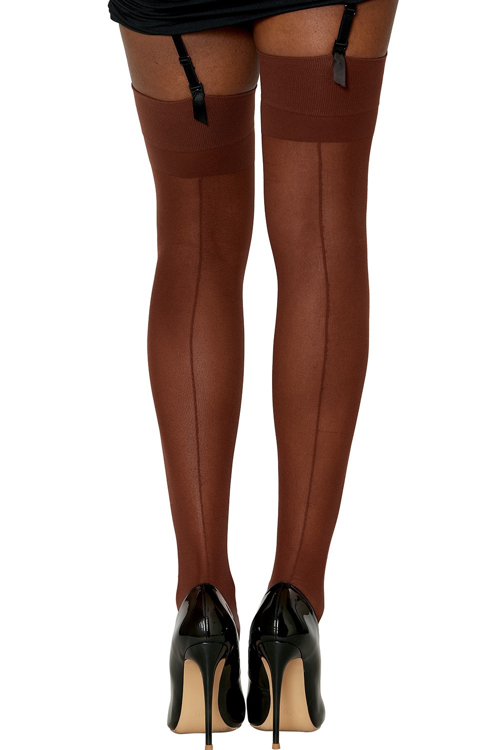 Nylon kousen met jarretelles koffiekleur - DG0007ESP - Afbeelding 2