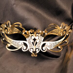 Venetiaans masker Gaia stijf goud met strass - HMJ-061B