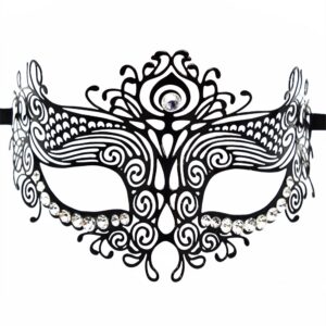 Venetiaans masker Ornella stijf zwart met strass - HMJ-031BK