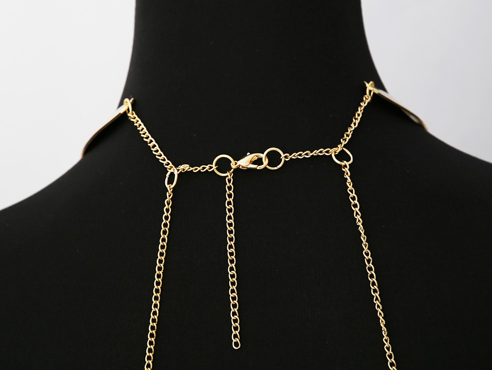 Sieraad Halsketting drie ringen met gouden lichaamskettingen - BCHA0012GLD - Afbeelding 4