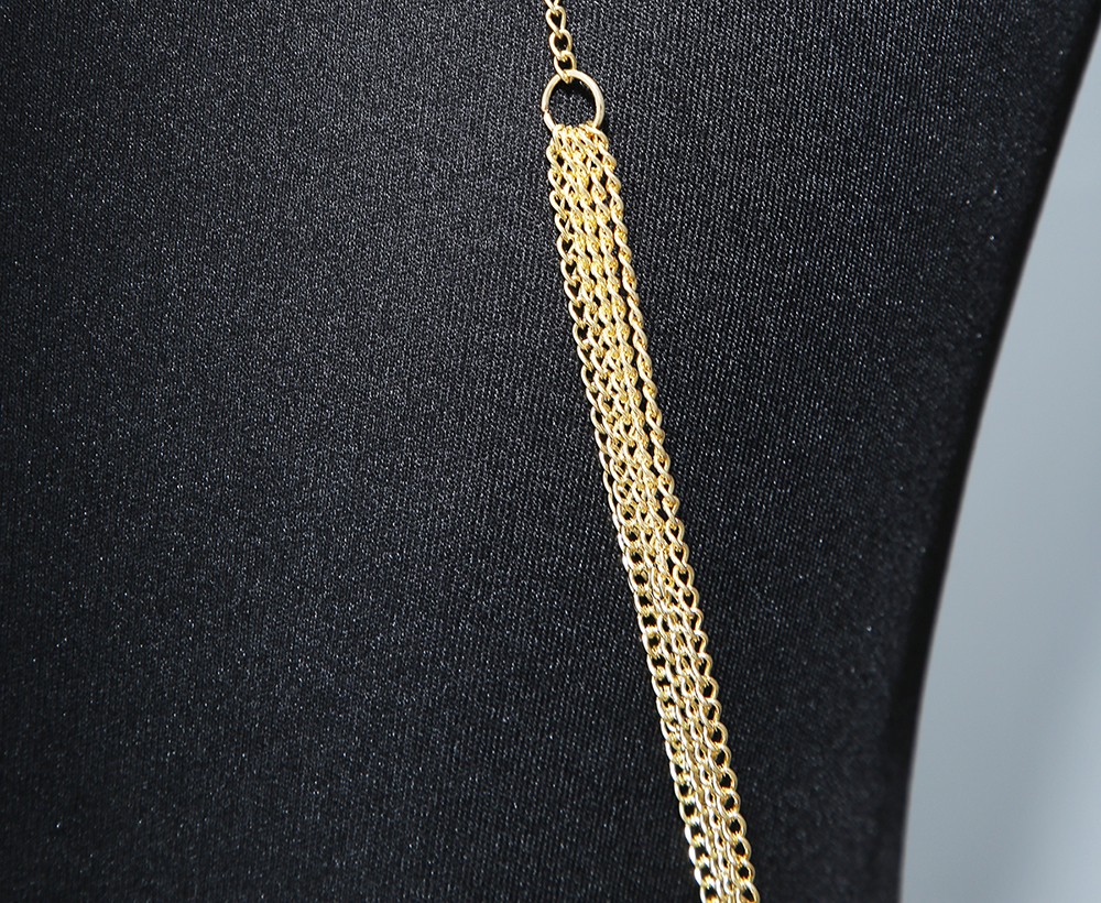 Sieraad Halsketting drie ringen met gouden lichaamskettingen - BCHA0012GLD - Afbeelding 5