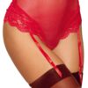 Rode hoge taille string met afneembare geïntegreerde jarretelgordel - DG1478RED
