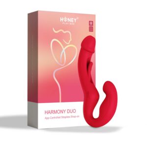 Harmony Duo Strap on vibrant met tikfunctie - Rood