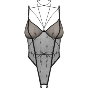Anniverse speciale body open en harnas - Zwart