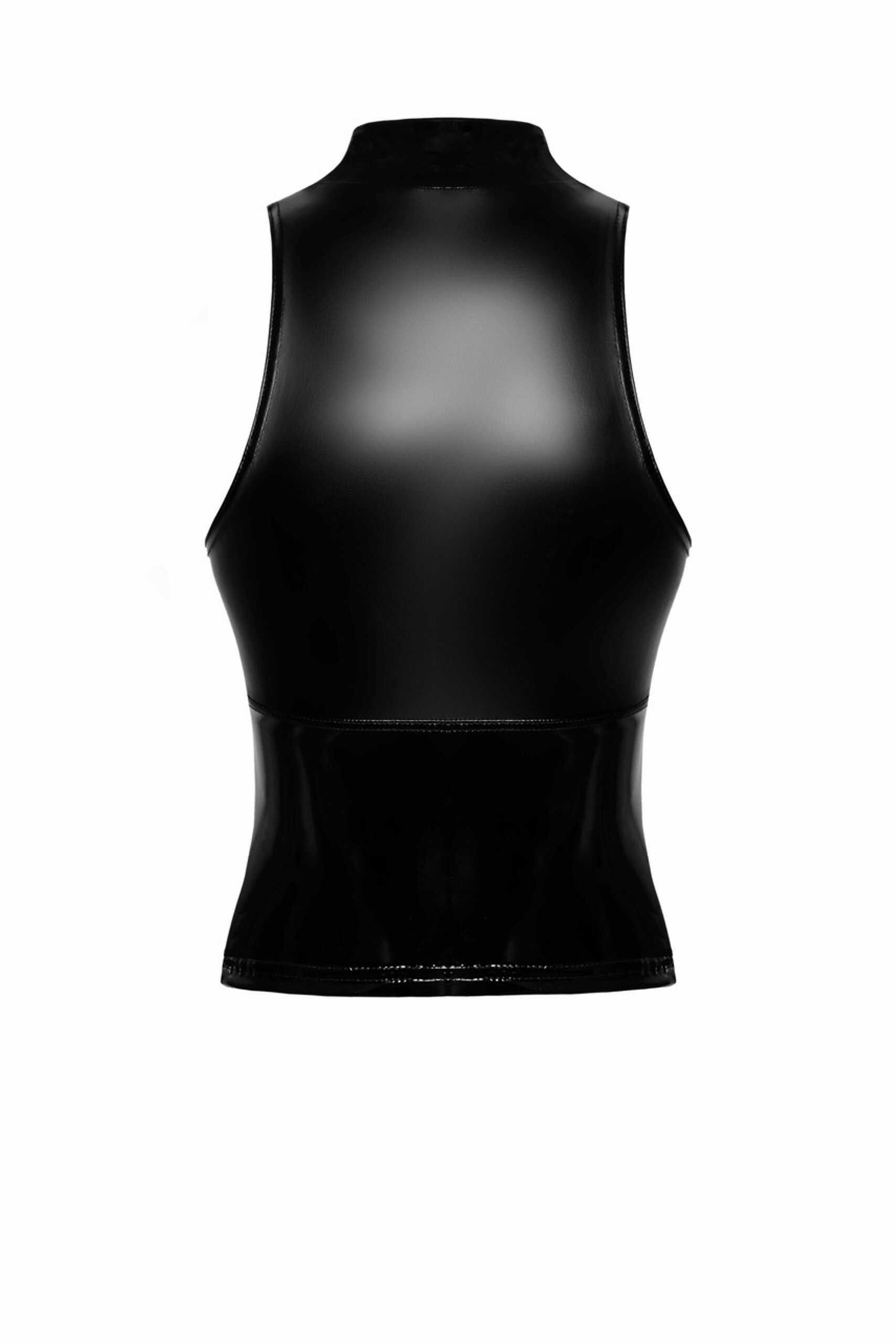 F324 Glam Top wetlook met vinyl corset - Afbeelding 6
