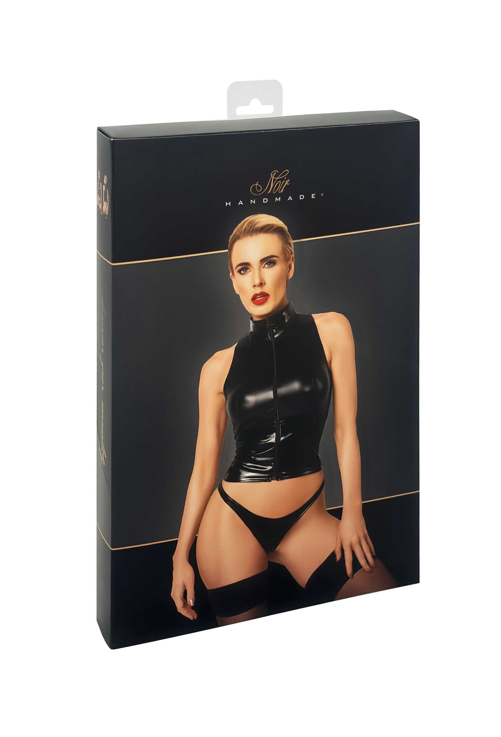 F324 Glam Top wetlook met vinyl corset - Afbeelding 7