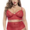Lingerieset, grote maat, tweedelig in rode kant - MAL8815XRED
