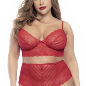 Lingerieset, grote maat, tweedelig in rode kant - MAL8815XRED