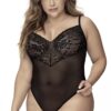 Body, grote maat, zwart van kant en zwart net - MAL8795XBLK