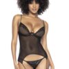 Bustier met jarretels en zwarte string - MAL8802BLK