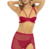 Rood 3-delig setje, beha, rokje en string - REN53039-RED