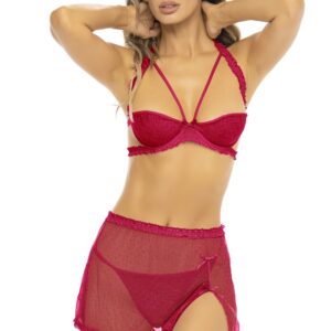 Rood 3-delig setje, beha, rokje en string - REN53039-RED